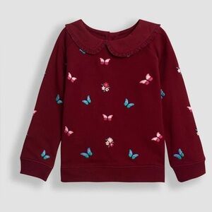 JoJo Maman Bébé Raspberry Butterfly Embroidered Sweatshirt 12-18m